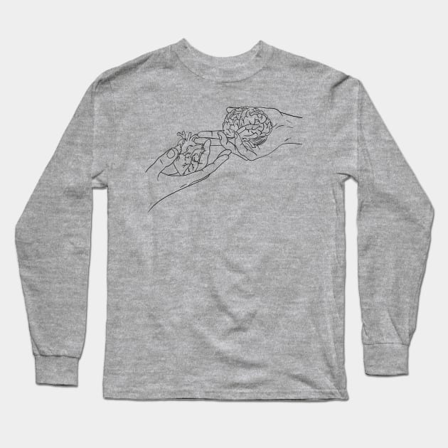 Hands heart brain Long Sleeve T-Shirt by Carries Design 